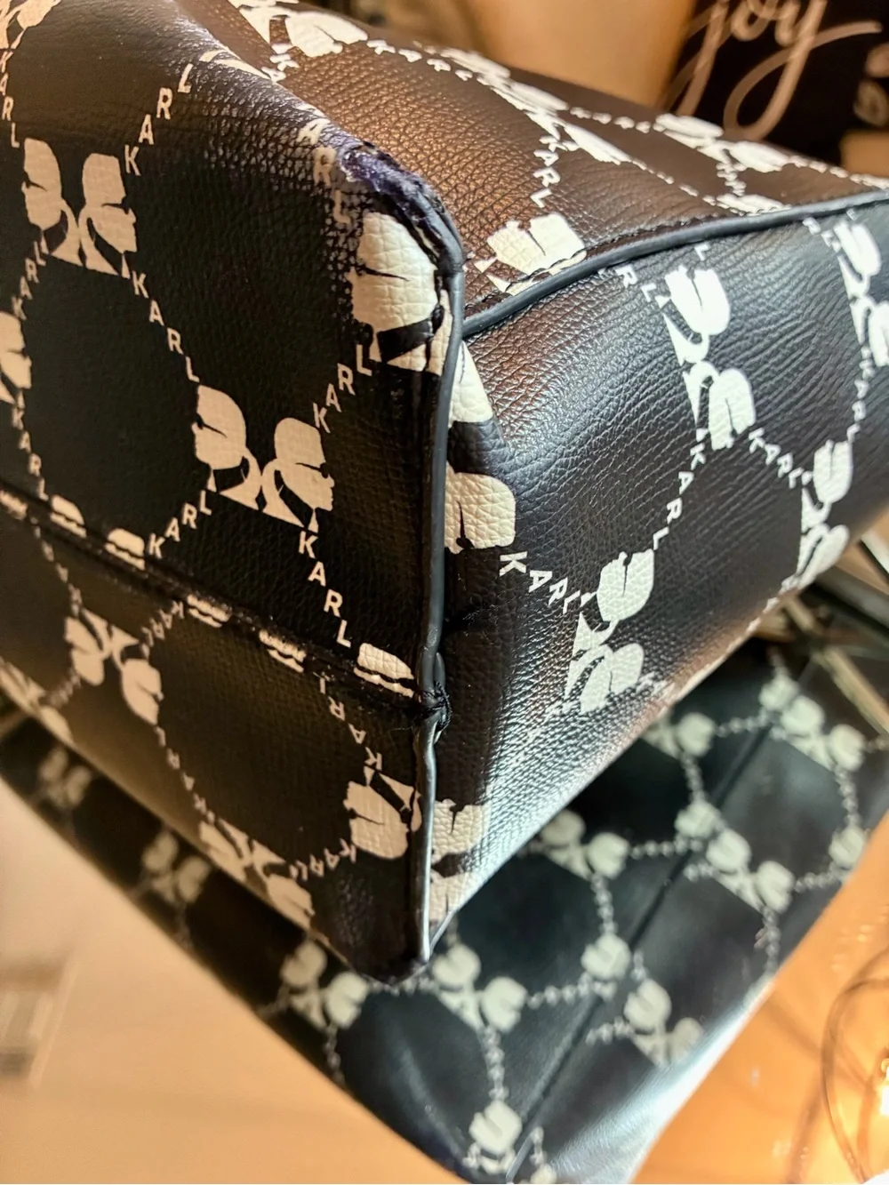 Karl Lagerfeld Black Tote with White Logo Pattern - Picture 14 of 15